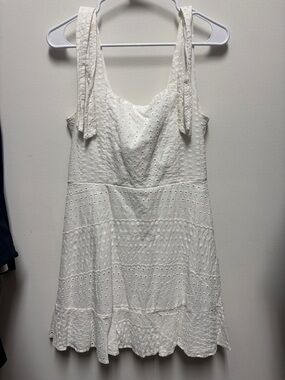 Trixxi White Eyelet Tie-Shoulder Mini Dress